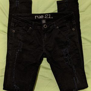 Black Ripped Sequin Skinny Jeans